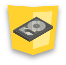 yellow shield hard drive icon