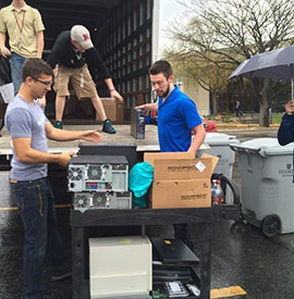 E-Waste being loaded onto a truck on shred day